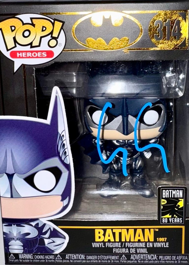 George Clooney Signed Funko Pop #314 Batman (Blue Ink) - Beckett COA #06